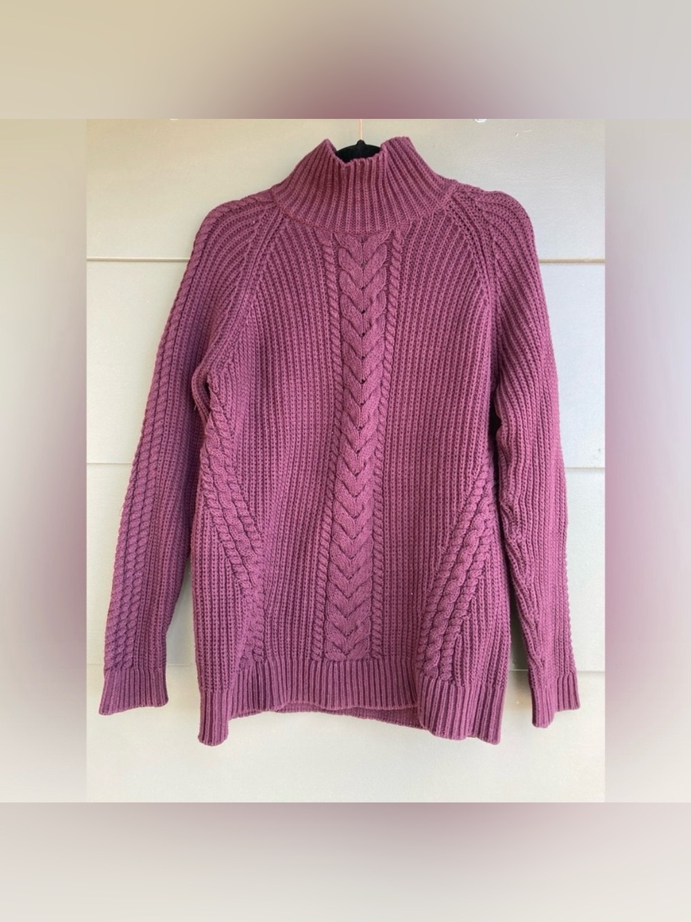Lululemon Purple Chunky Knit Turtleneck Sweater